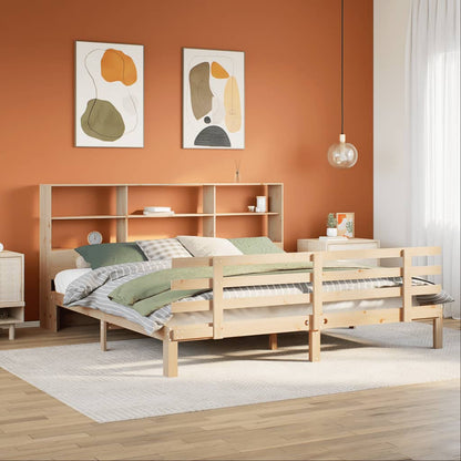 vidaXL Massivholzbett mit Regal ohne Matratze 180x200 cm Kiefer