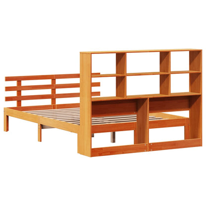 vidaXL Massivholzbett mit Regal ohne Matratze Wachsbraun 120x190 cm