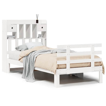vidaXL Massivholzbett mit Regal ohne Matratze Weiß 75x190 cm Kiefer