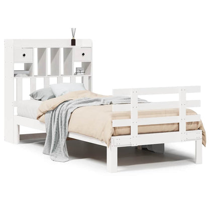 vidaXL Massivholzbett mit Regal ohne Matratze Weiß 75x190 cm Kiefer