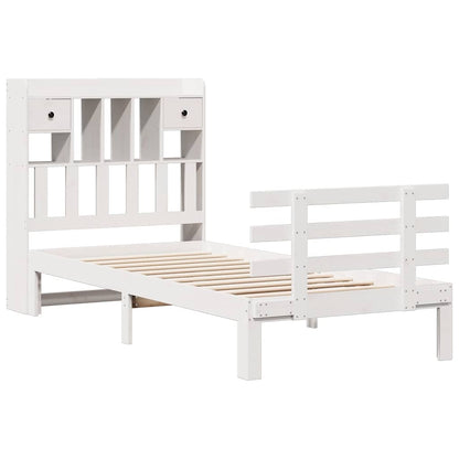 vidaXL Massivholzbett mit Regal ohne Matratze Weiß 75x190 cm Kiefer