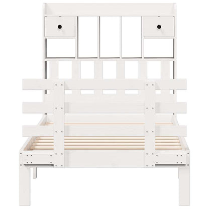 vidaXL Massivholzbett mit Regal ohne Matratze Weiß 75x190 cm Kiefer