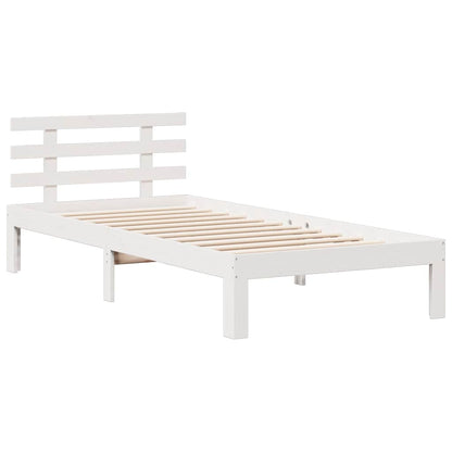 vidaXL Massivholzbett mit Regal ohne Matratze Weiß 75x190 cm Kiefer