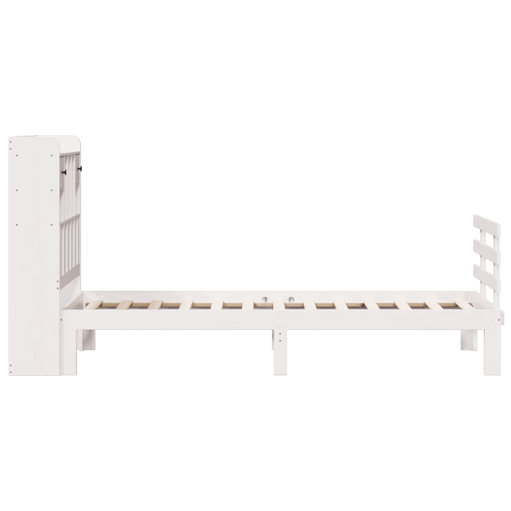 vidaXL Massivholzbett mit Regal ohne Matratze Weiß 90x190 cm Kiefer
