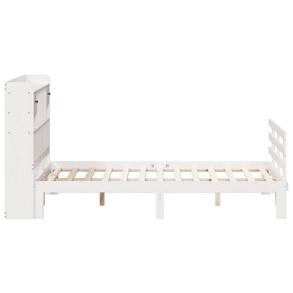 vidaXL Massivholzbett mit Regal ohne Matratze Weiß 140x190 cm Kiefer