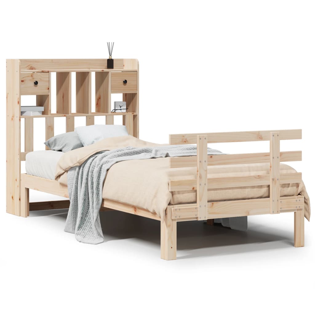 vidaXL Massivholzbett mit Regal ohne Matratze 100x200 cm Kiefer