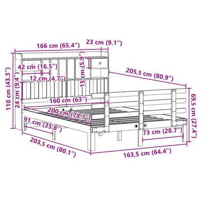 vidaXL Massivholzbett mit Regal ohne Matratze 160x200 cm Kiefer