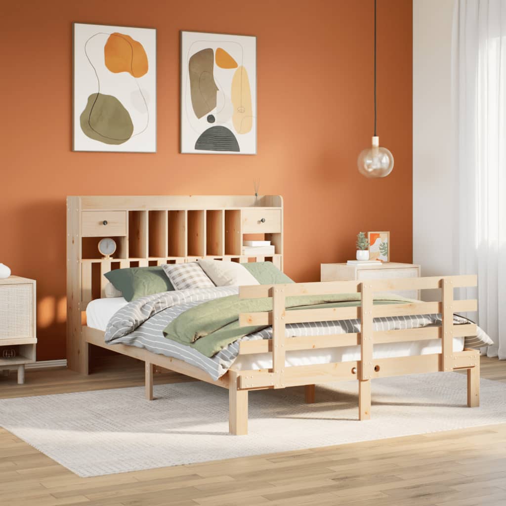 vidaXL Massivholzbett mit Regal ohne Matratze 160x200 cm Kiefer