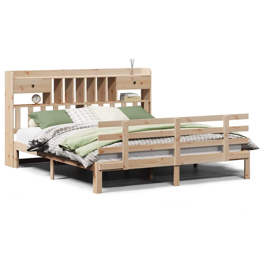 vidaXL Massivholzbett mit Regal ohne Matratze 180x200 cm Kiefer