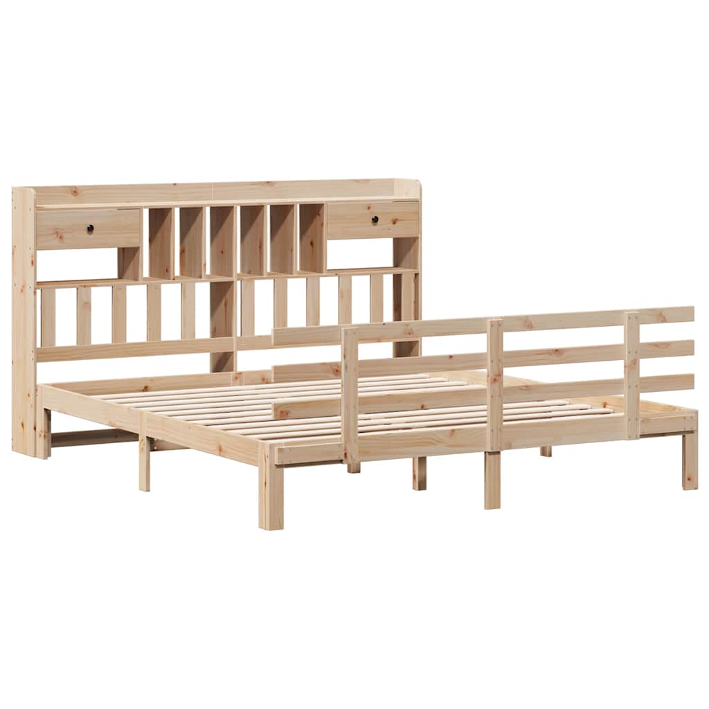 vidaXL Massivholzbett mit Regal ohne Matratze 180x200 cm Kiefer