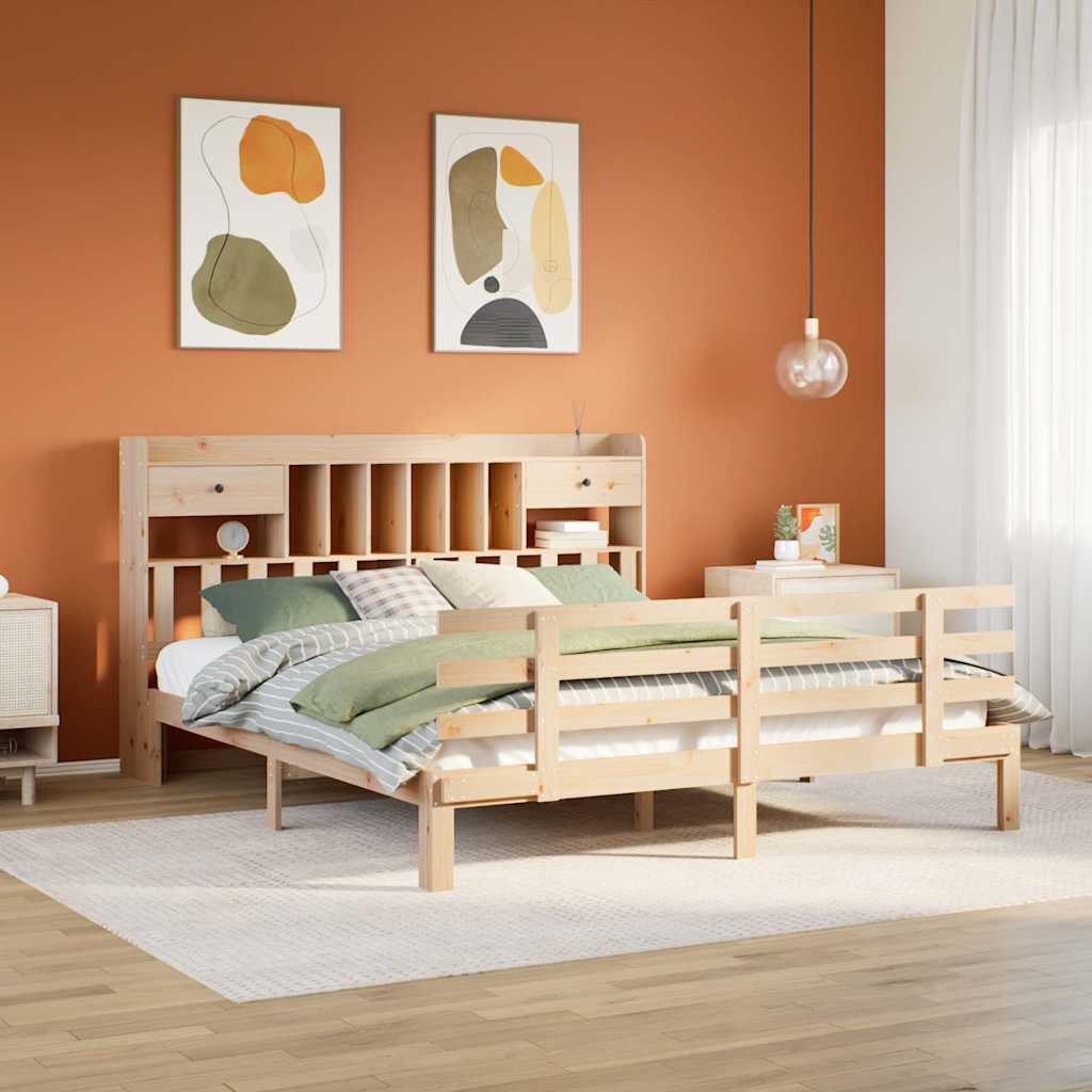 vidaXL Massivholzbett mit Regal ohne Matratze 180x200 cm Kiefer