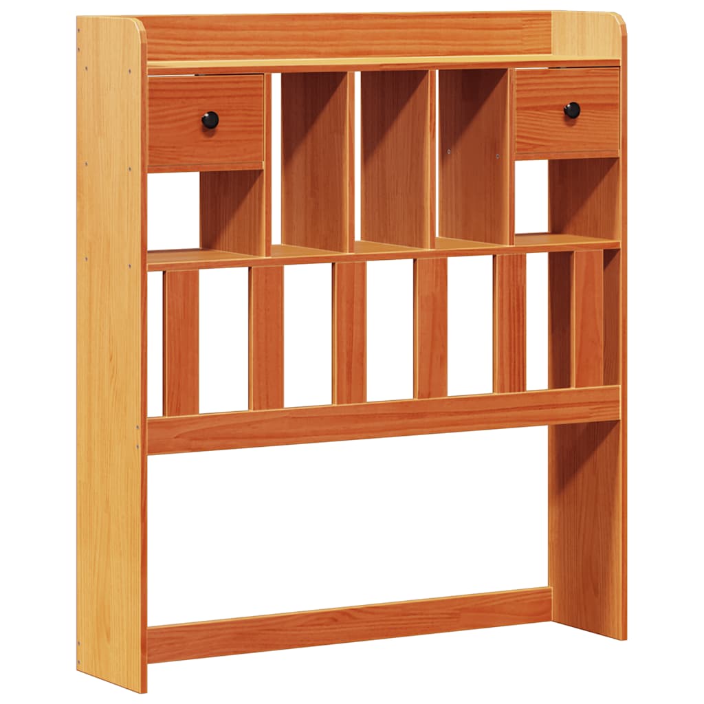 vidaXL Lit en bois massif avec étagère sans matelas Marron ciré 75x190 cm