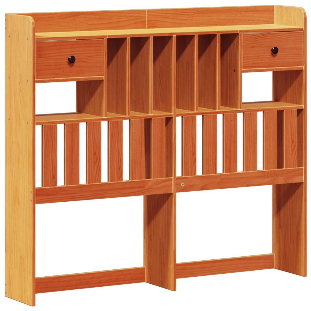 vidaXL Massivholzbett mit Regal ohne Matratze Wachsbraun 120x190 cm
