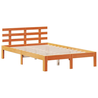 vidaXL Massivholzbett mit Regal ohne Matratze Wachsbraun 120x190 cm
