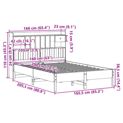 vidaXL Massivholzbett mit Regal ohne Matratze 160x200 cm Kiefer