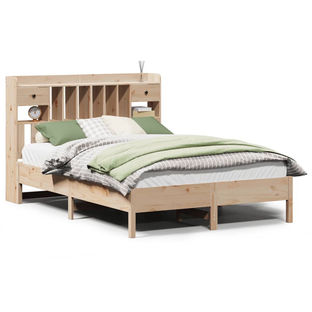 vidaXL Massivholzbett mit Regal ohne Matratze 150x200 cm Kiefer