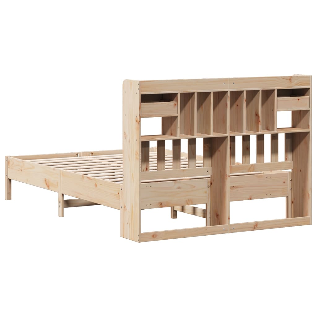 vidaXL Massivholzbett mit Regal ohne Matratze 150x200 cm Kiefer