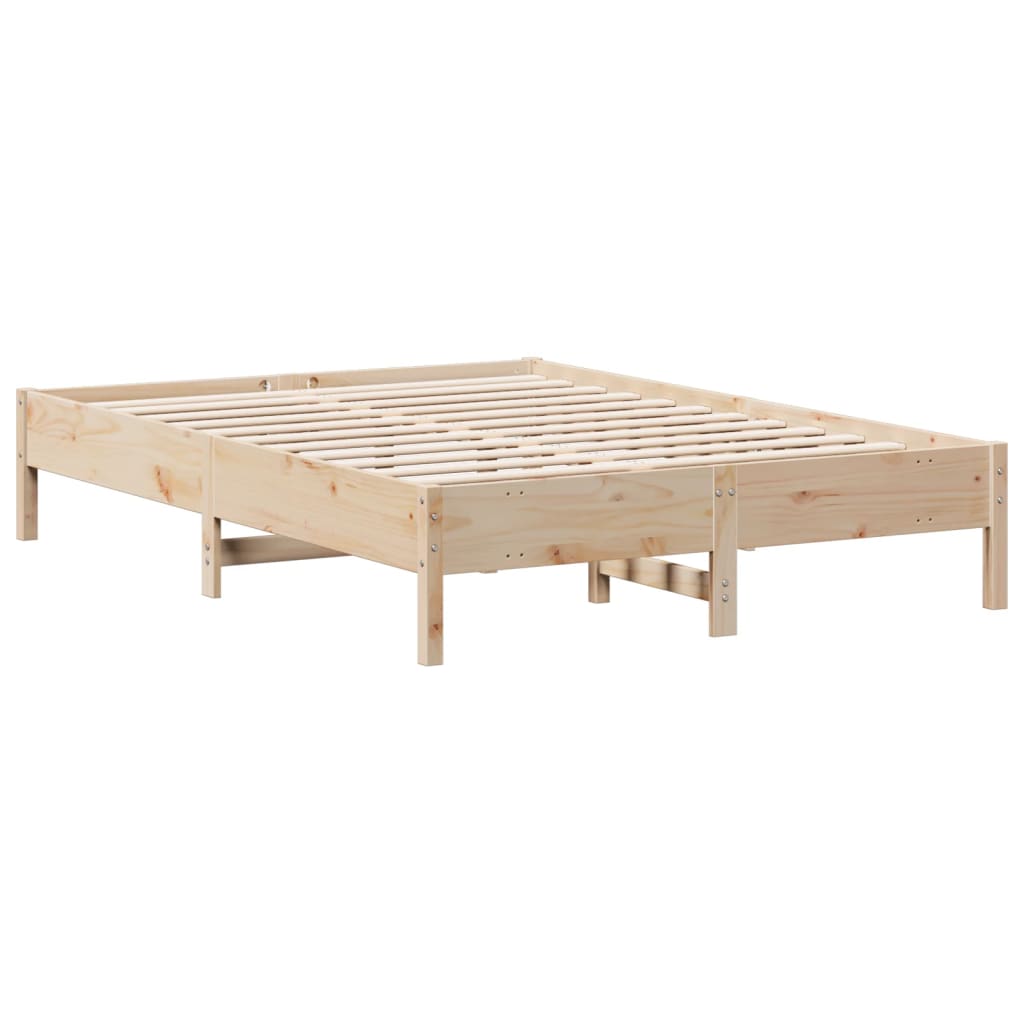 vidaXL Massivholzbett mit Regal ohne Matratze 150x200 cm Kiefer