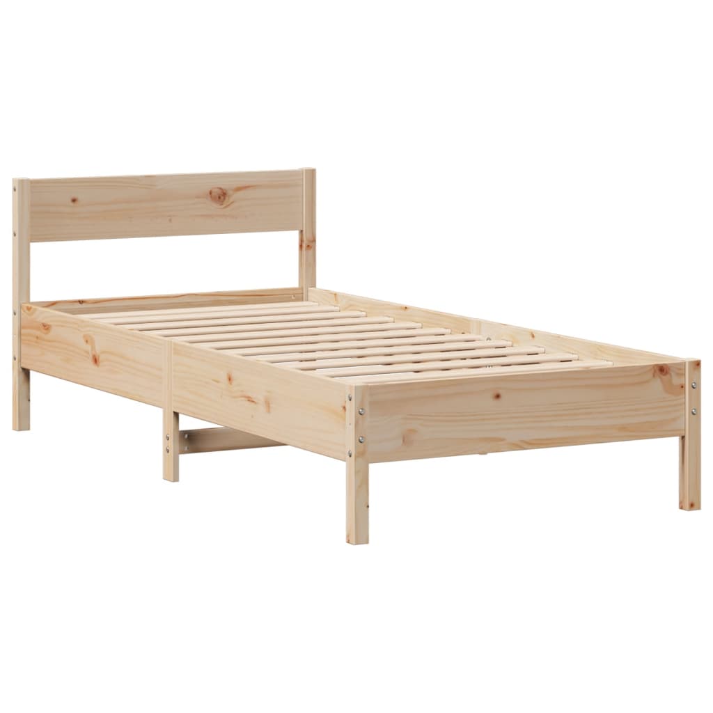 vidaXL Massivholzbett mit Regal ohne Matratze 90x190 cm Kiefer