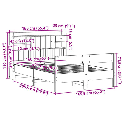 vidaXL Massivholzbett mit Regal ohne Matratze 160x200 cm Kiefer