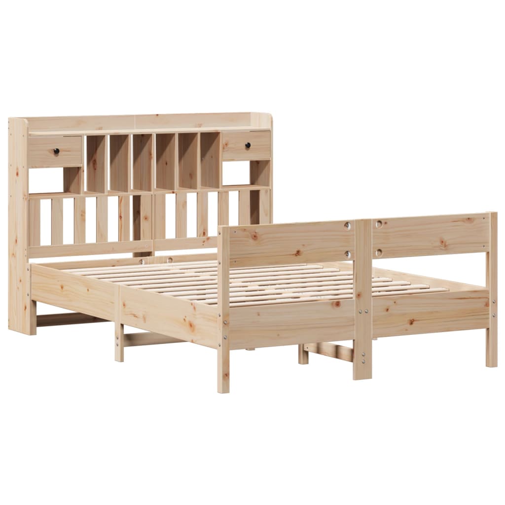 vidaXL Massivholzbett mit Regal ohne Matratze 150x200 cm Kiefer