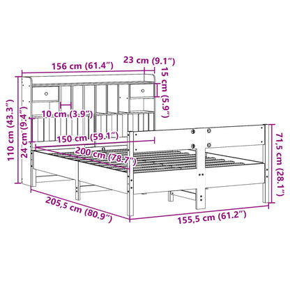 vidaXL Massivholzbett mit Regal ohne Matratze 150x200 cm Kiefer