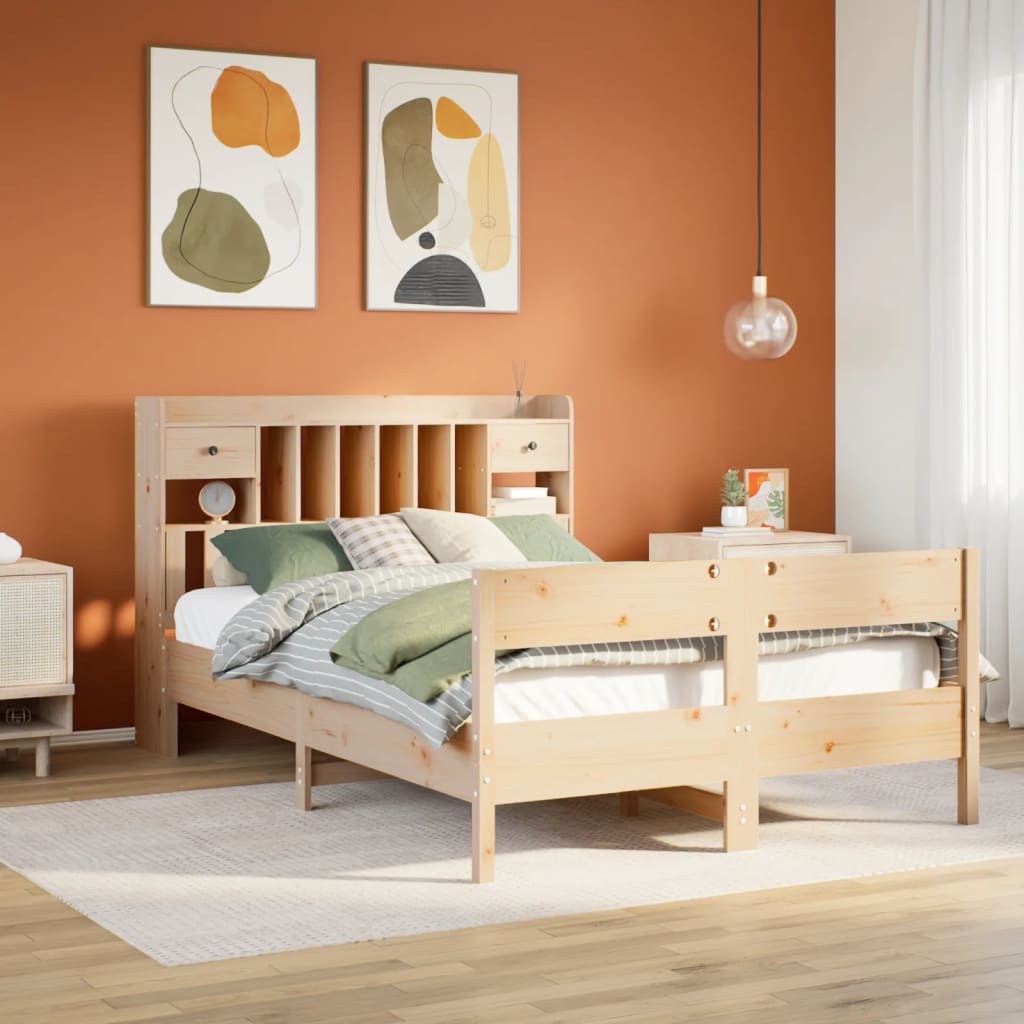 vidaXL Massivholzbett mit Regal ohne Matratze 150x200 cm Kiefer