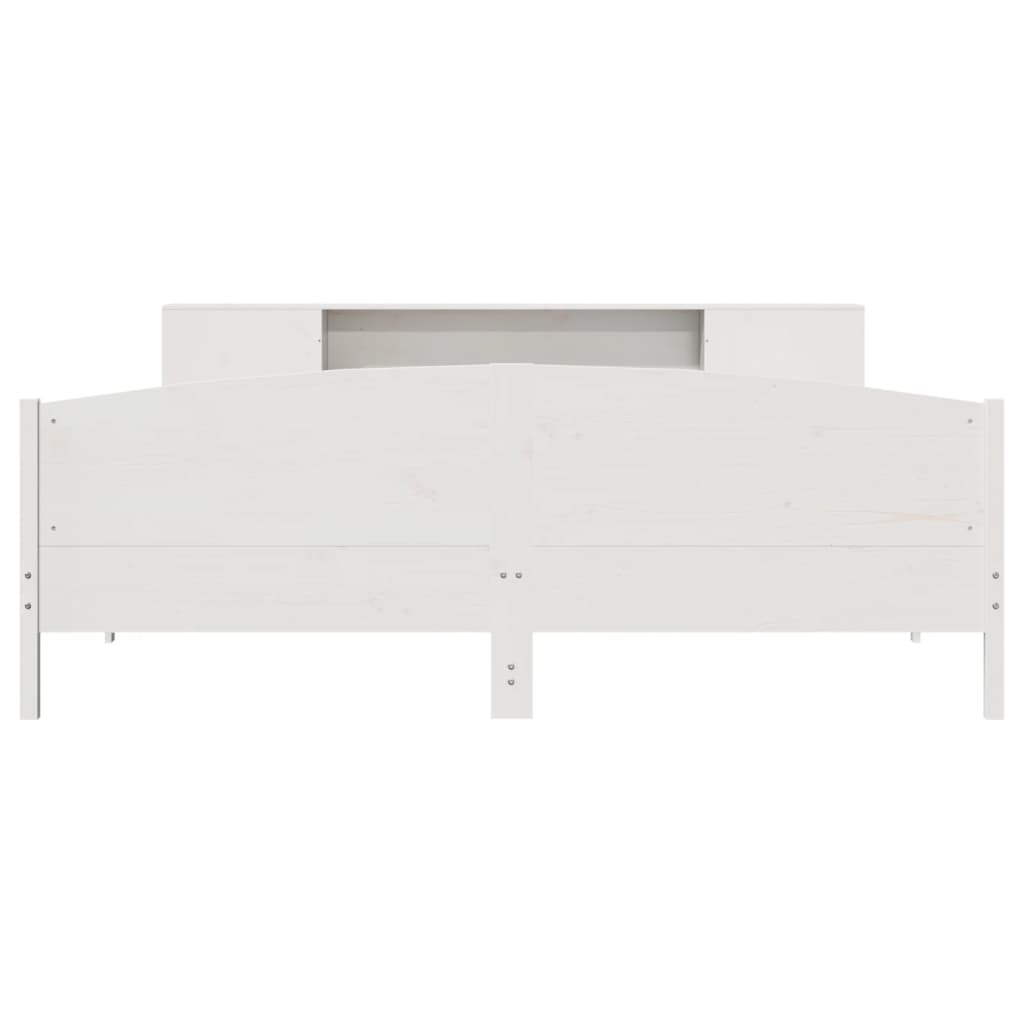 vidaXL Massivholzbett mit Regal ohne Matratze Weiß 200x200 cm Kiefer