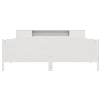 vidaXL Massivholzbett mit Regal ohne Matratze Weiß 200x200 cm Kiefer