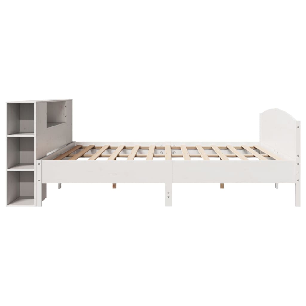 vidaXL Massivholzbett mit Regal ohne Matratze Weiß 200x200 cm Kiefer