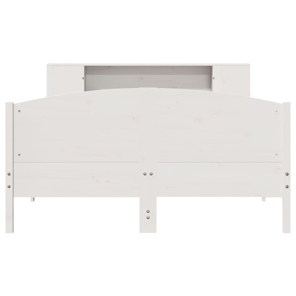 vidaXL Massivholzbett mit Regal ohne Matratze Weiß 150x200 cm Kiefer