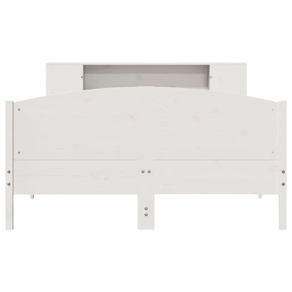 vidaXL Massivholzbett mit Regal ohne Matratze Weiß 150x200 cm Kiefer