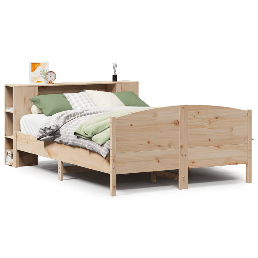 vidaXL Massivholzbett mit Regal ohne Matratze 135x190 cm Kiefer