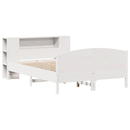 vidaXL Massivholzbett mit Regal ohne Matratze Weiß 135x190 cm Kiefer