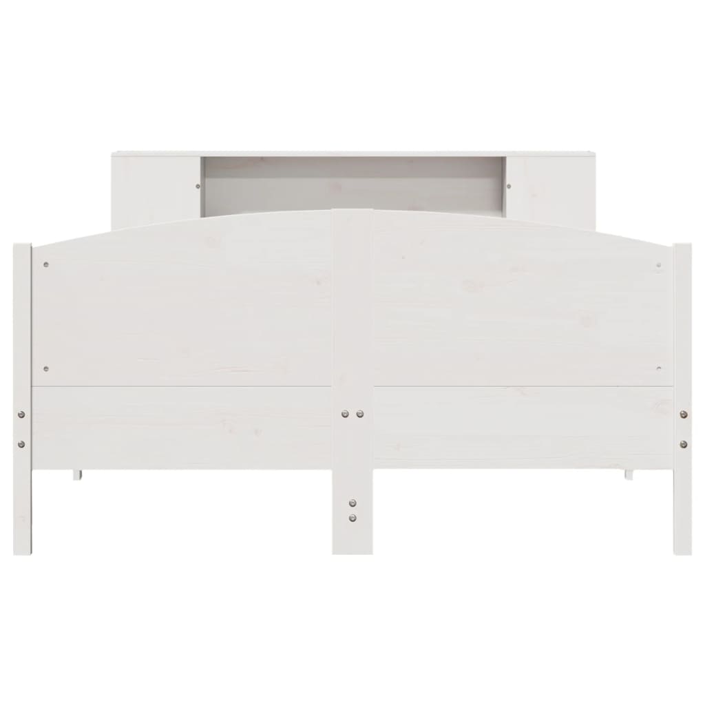 vidaXL Massivholzbett mit Regal ohne Matratze Weiß 135x190 cm Kiefer