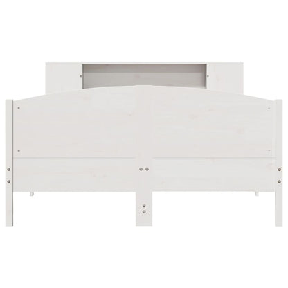 vidaXL Massivholzbett mit Regal ohne Matratze Weiß 135x190 cm Kiefer