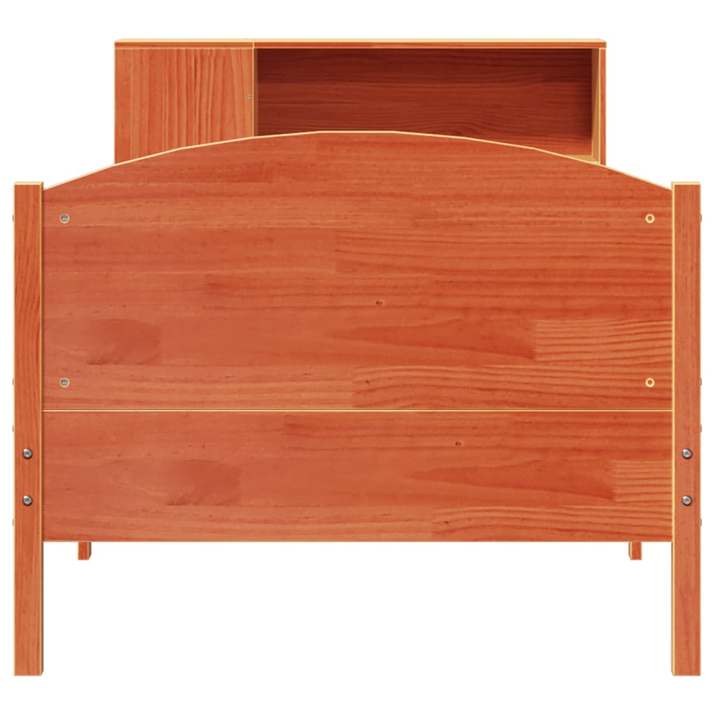 vidaXL Massivholzbett mit Regal ohne Matratze Wachsbraun 100x200 cm