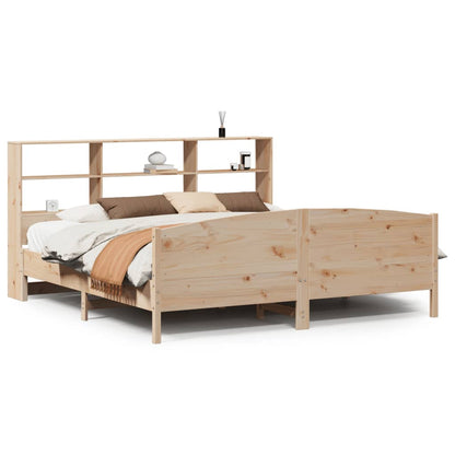vidaXL Lit en bois massif avec étagère sans matelas 180x200 cm pin