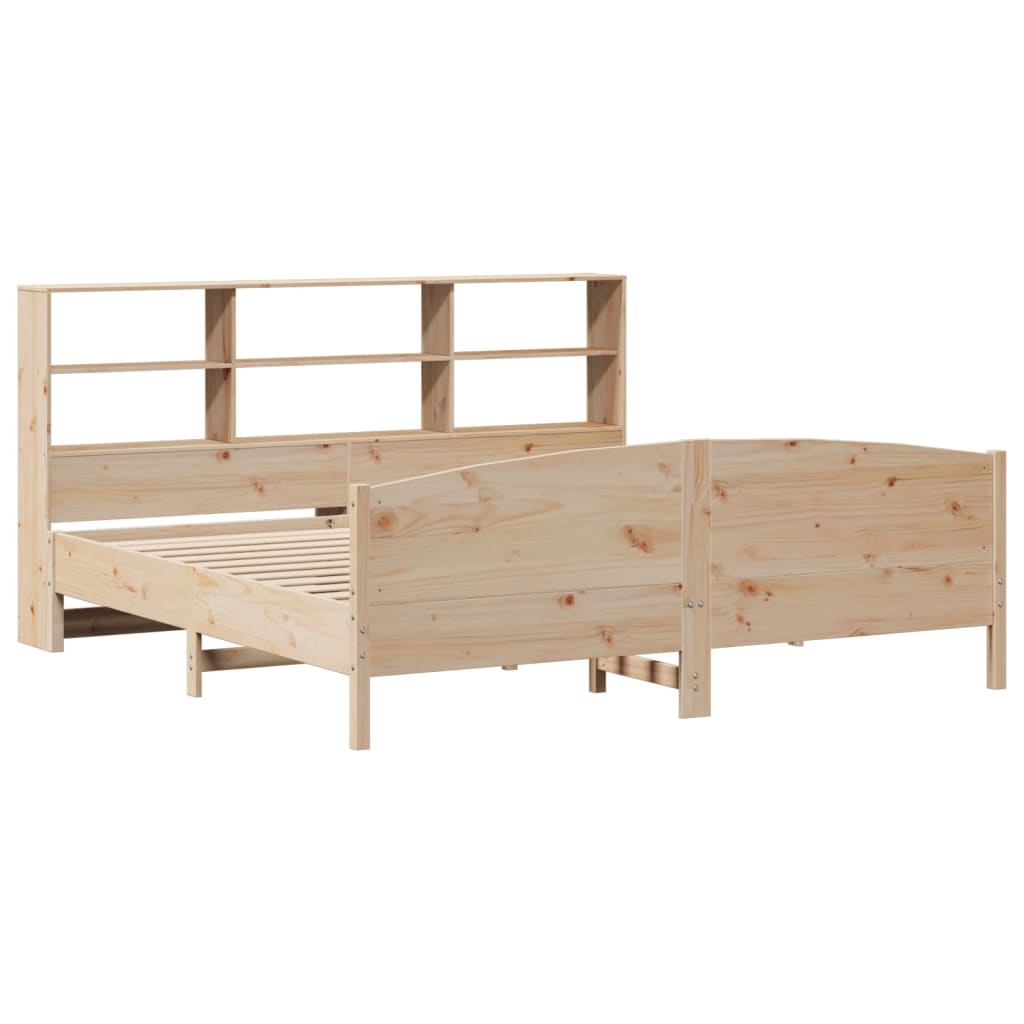 vidaXL Lit en bois massif avec étagère sans matelas 180x200 cm pin