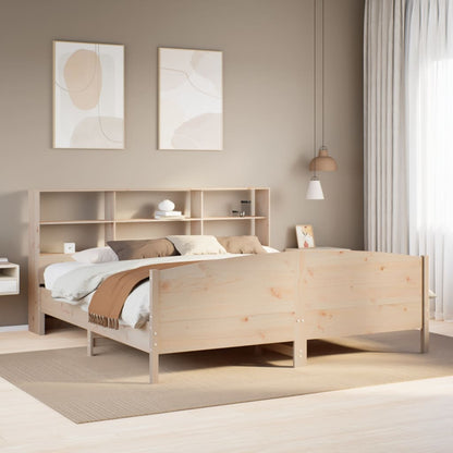 vidaXL Lit en bois massif avec étagère sans matelas 180x200 cm pin