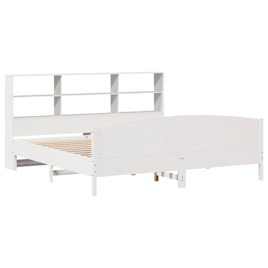 vidaXL Massivholzbett mit Regal ohne Matratze Weiß 180x200 cm Kiefer