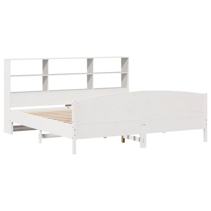 vidaXL Massivholzbett mit Regal ohne Matratze Weiß 180x200 cm Kiefer