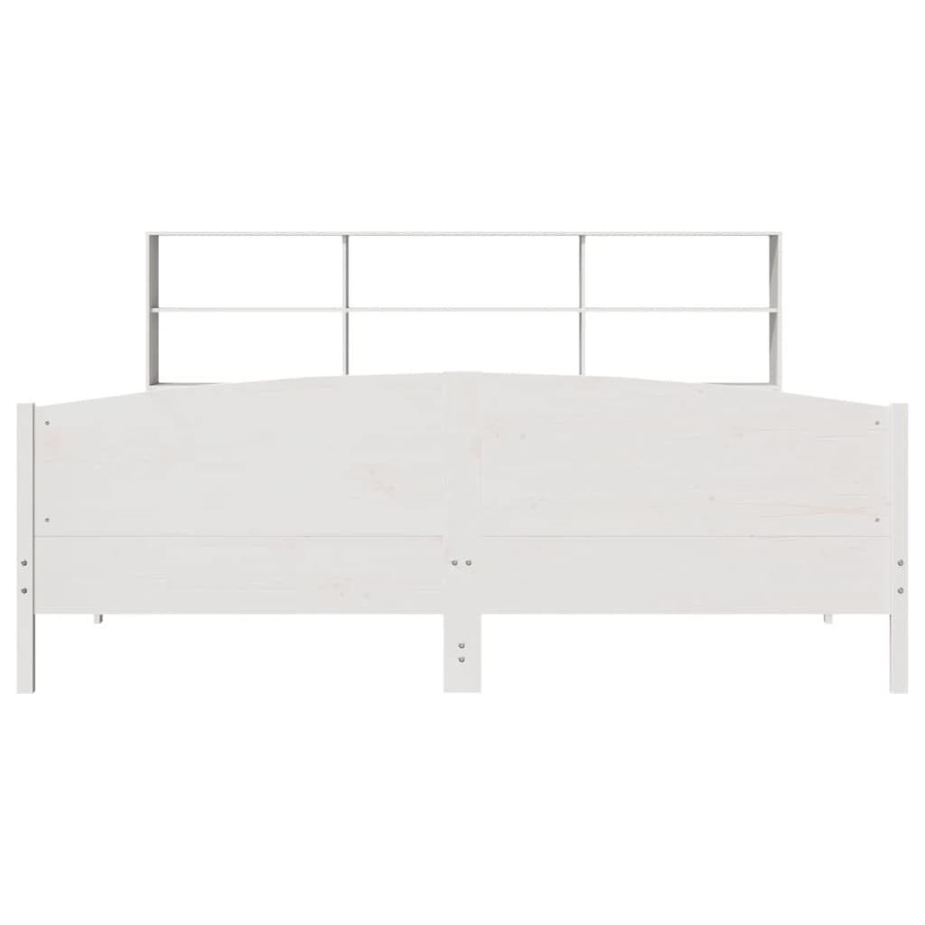 vidaXL Massivholzbett mit Regal ohne Matratze Weiß 180x200 cm Kiefer