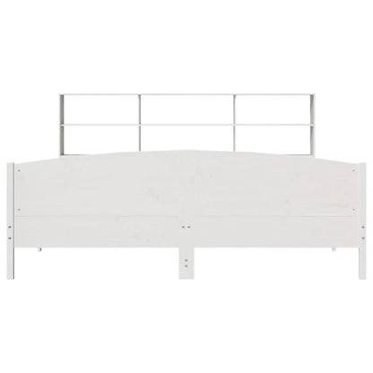 vidaXL Massivholzbett mit Regal ohne Matratze Weiß 180x200 cm Kiefer