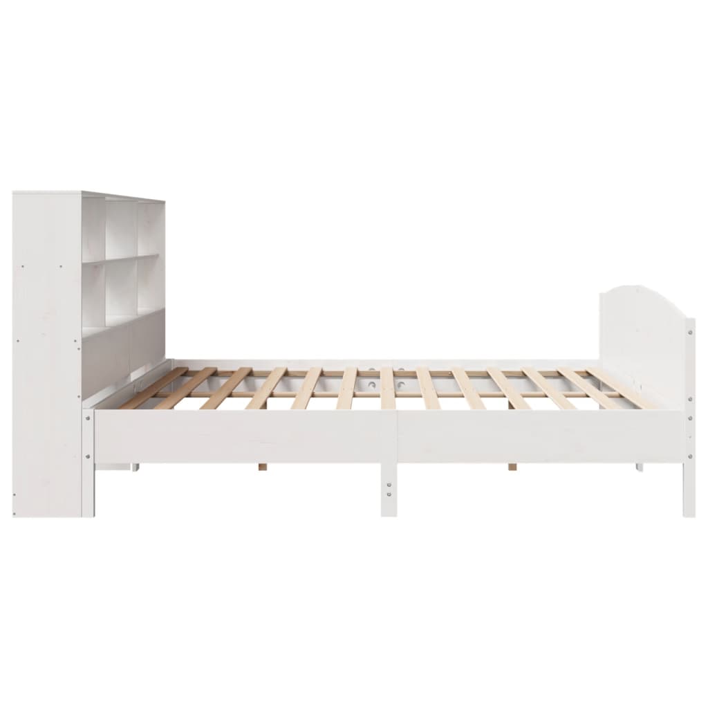 vidaXL Massivholzbett mit Regal ohne Matratze Weiß 180x200 cm Kiefer