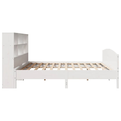 vidaXL Massivholzbett mit Regal ohne Matratze Weiß 180x200 cm Kiefer