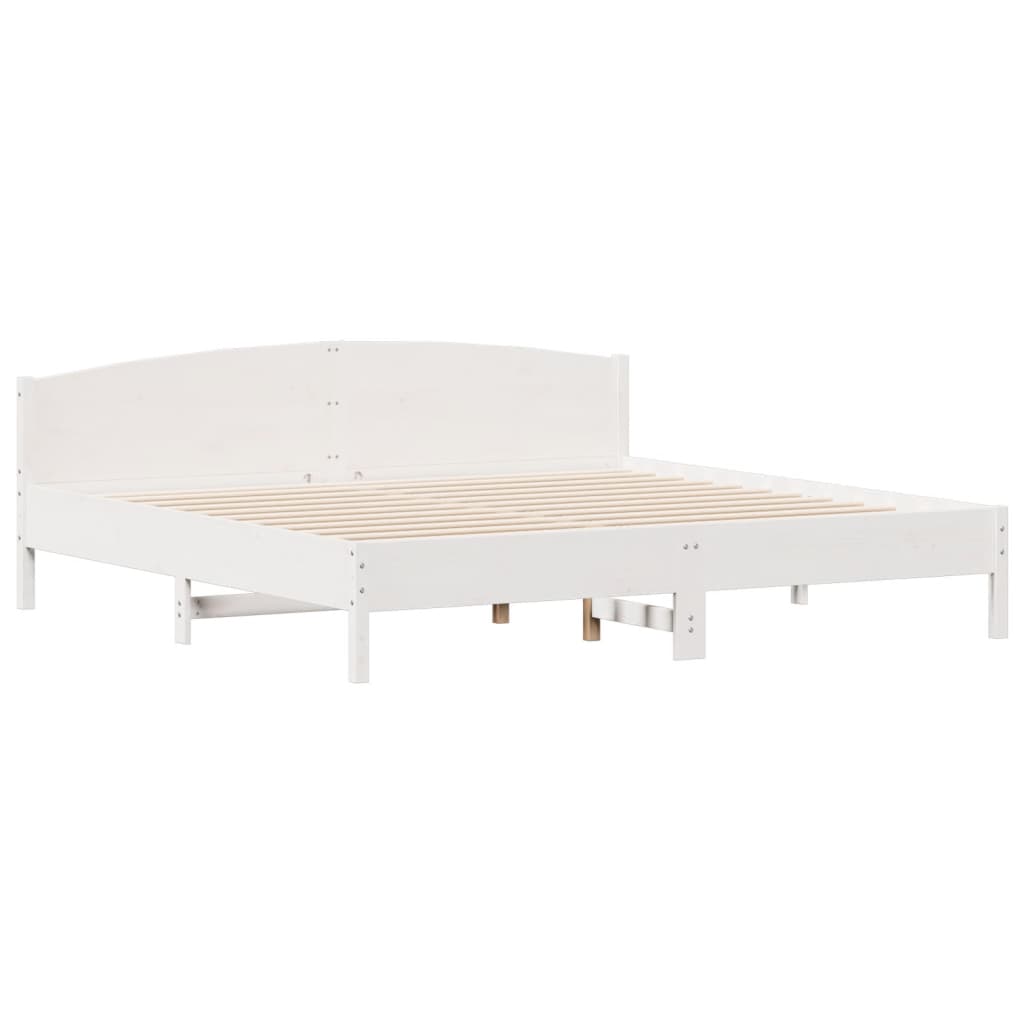 vidaXL Massivholzbett mit Regal ohne Matratze Weiß 180x200 cm Kiefer