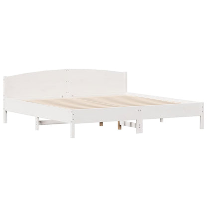 vidaXL Massivholzbett mit Regal ohne Matratze Weiß 180x200 cm Kiefer