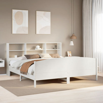 vidaXL Massivholzbett mit Regal ohne Matratze Weiß 180x200 cm Kiefer