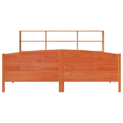 vidaXL Massivholzbett mit Regal ohne Matratze Wachsbraun 180x200 cm